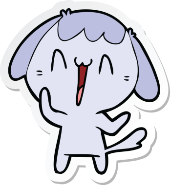 Bir insan tarafından çizilmiş şirin bir köpeğin çıkartması.