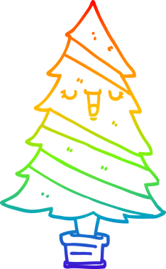 gökkuşağı gradyan çizgisi bir insan tarafından çizilmiş bir karikatür noel ağacı