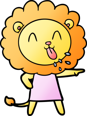 Bir insan tarafından çizilmiş mutlu çizgi film aslanı.