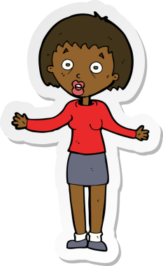 Bir insan tarafından çizilmiş bahaneler üreten bir karikatür kadının çıkartması.