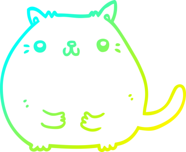 Bir insan tarafından çizilen çizgi film kedisinin soğuk gradyan çizgisi.