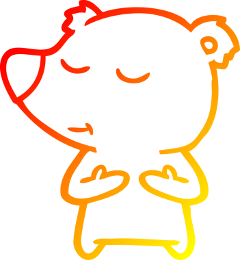 Bir insan tarafından çizilmiş mutlu çizgi film ayısının sıcak çizgi çizimi