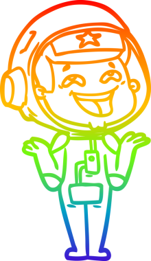 Gökkuşağı gradyan çizgi çizimi Bir insan tarafından çizilmiş gülen astronot