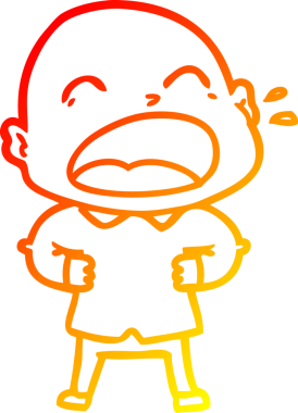 Bir insan tarafından çizilmiş kel adam diye bağıran çizgi film çizimi.