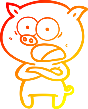 Bir insan tarafından çizilmiş bağıran çizgi film domuzu çizimi.