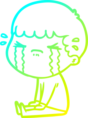 Bir insan tarafından çizilmiş ağlayan bir çizgi film karakteri çizimi.