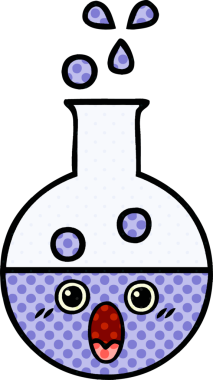 Bir insan tarafından çizilmiş bir test tüpünün çizgi romanı.