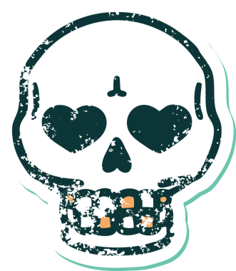 Bir insan tarafından çizilmiş bir kafatasının sembolik dövmeli görüntüsü.