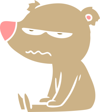 Bir insan tarafından çizilmiş kızgın ayı düz renkli çizgi film.