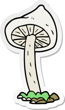 Bir insan tarafından çizilmiş karikatür mantarı çıkartması.