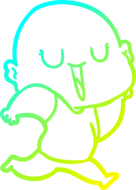 Bir insan tarafından çizilmiş, mutlu, kel bir adamın çizdiği soğuk çizgi.