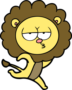 Bir insan tarafından çizilmiş koşu aslanı.