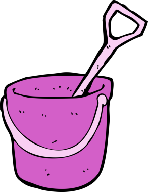 Bir insan tarafından çizilmiş kürek ve kova.