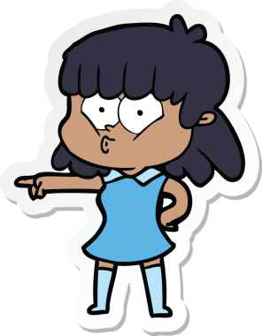 Bir insan tarafından çizilmiş ıslık çalan bir kızın çıkartması.