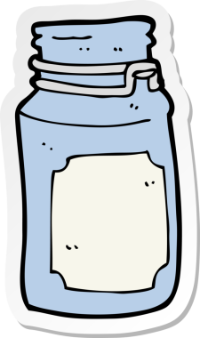 Bir insan tarafından çizilmiş bir mutfak kavanozunun etiketi.