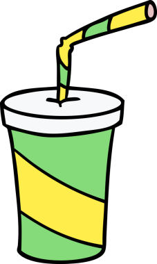 Bir insan tarafından çizilmiş el çizimi fast food içeceği karikatürü.