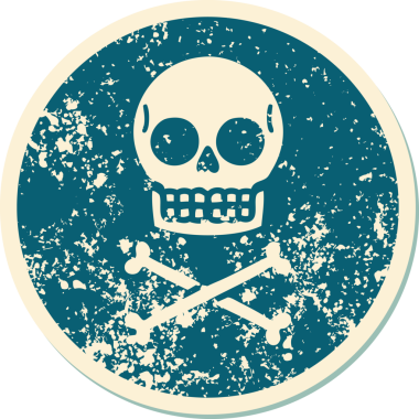 Bir insan tarafından çizilmiş bir kafatasının sembolik dövmeli görüntüsü.