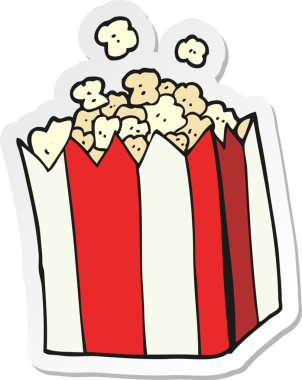 Bir insan tarafından çizilmiş patlamış mısır etiketi.