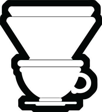 Bir insan tarafından çizilmiş filtre kahve fincanının vektör simgesi