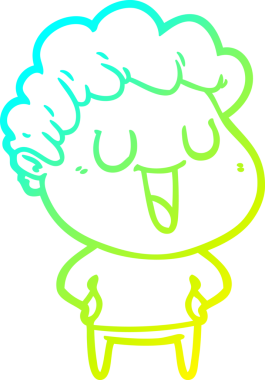 Bir insan tarafından çizilmiş gülen bir çizgi film karakterinin soğuk gradyan çizgisi.