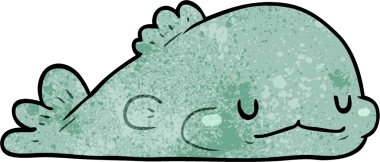 Bir insan tarafından çizilmiş şirin karikatür balığı.