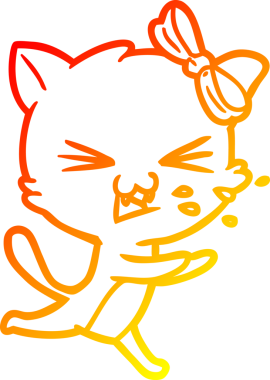 Bir insan tarafından çizilmiş çizgi film kedisinin sıcak çizgi çizimi