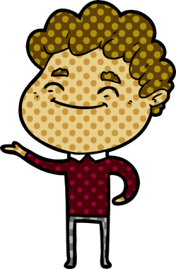 Bir insan tarafından çizilmiş çizgi film dostu bir adam.