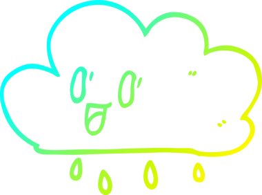 Bir çizgi filmin soğuk gradyan çizimi bir insan tarafından çizilmiş mutlu gri bulut