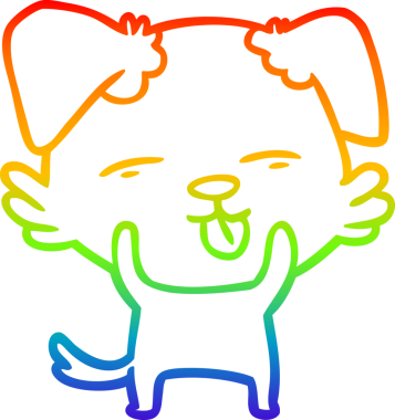 gökkuşağı gradyan çizgi çizimi bir insan tarafından çizilmiş dili dışarı çıkaran bir köpek