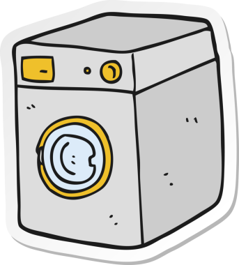 Bir insan tarafından çizilmiş bir çamaşır makinesinin çıkartması.