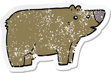 Bir insan tarafından çizilmiş karikatür ayısının sıkıntılı çıkartması.