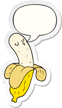 bir insan tarafından çizilmiş konuşma balonu etiketli muzlu çizgi film.