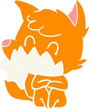 Bir insan tarafından çizilmiş düz renkli çizgi film dost tilkisi.