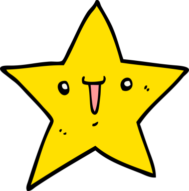 Bir insan tarafından çizilmiş sevimli çizgi film yıldızı.