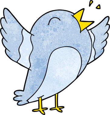 Bir insan tarafından çizilmiş çizgi film kuşu.