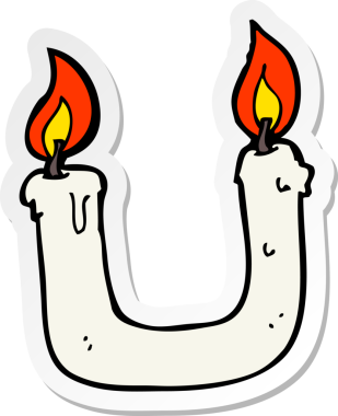 Bir insan tarafından çizilmiş iki uçtaki yanan mumun çıkartması.
