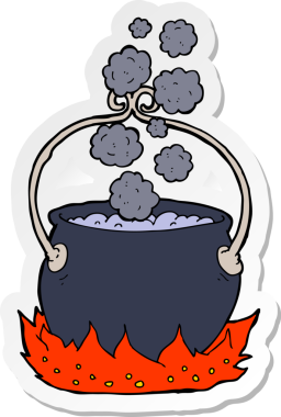 Bir insan tarafından çizilmiş cadı karikatürünün çıkartması.