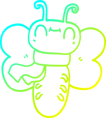 Bir insan tarafından çizilmiş komik bir kelebeğin soğuk gradyan çizgisi