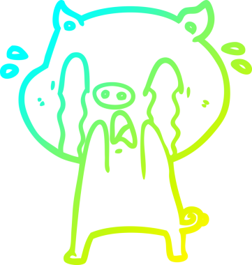 Bir insan tarafından çizilmiş ağlayan domuz çizgi filmi.