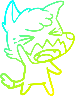 Bir insan tarafından çizilmiş kızgın bir tilkinin soğuk çizgi çizimi.