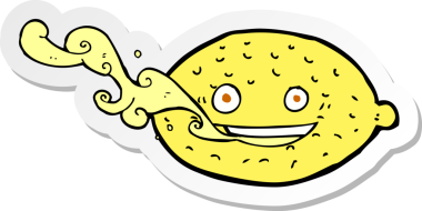 Bir insan tarafından çizilmiş karikatür limonu çıkartması.