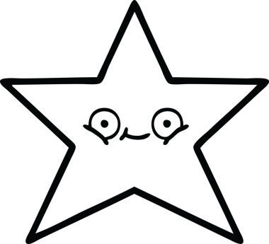 Bir insan tarafından çizilmiş yıldız balığının çizgi çizimi