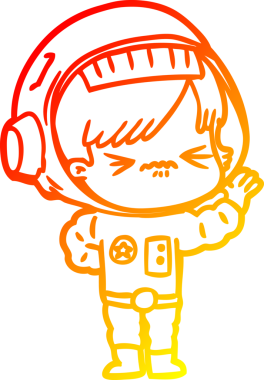 Bir insan tarafından çizilmiş bir astronot kadın çizgi çizimi.