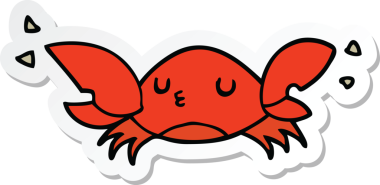 Bir insan tarafından çizilmiş karikatür yengeci çıkartması.