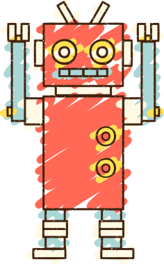 Bir insan tarafından çizilen robot tebeşiri.