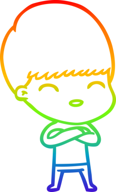 gökkuşağı gradyanı çizimi bir insan tarafından çizilmiş mutlu bir çizgi film çocuğu