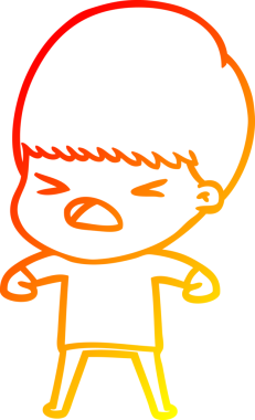 İnsan tarafından çizilmiş bir çizgi filmin sıcak gradyan çizimi.