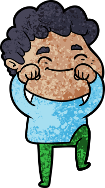 Bir insan tarafından çizilmiş çizgi film dostu bir adam.