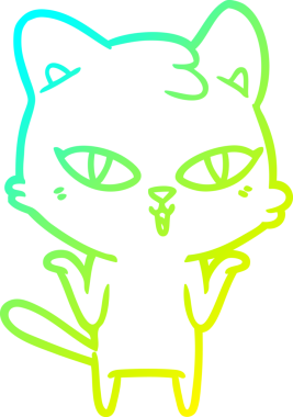 Bir insan tarafından çizilen çizgi film kedisinin soğuk gradyan çizgisi.