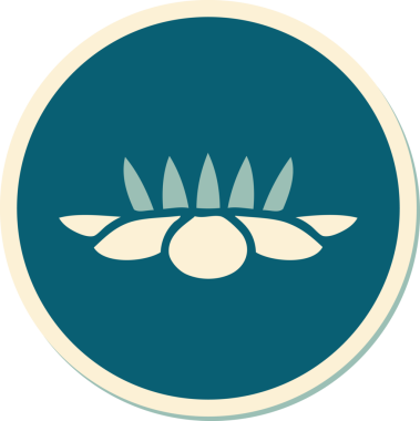 Bir insan tarafından çizilmiş nilüfer çiçeğinin geleneksel stiliyle dövme çıkartması.